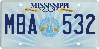 MS license plate MBA532