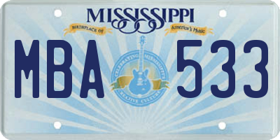 MS license plate MBA533