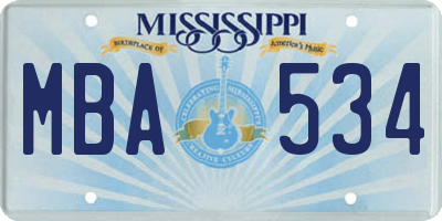 MS license plate MBA534