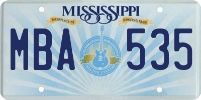 MS license plate MBA535