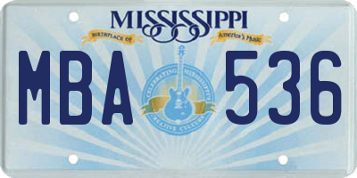 MS license plate MBA536