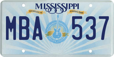 MS license plate MBA537