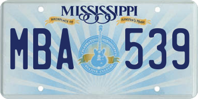 MS license plate MBA539