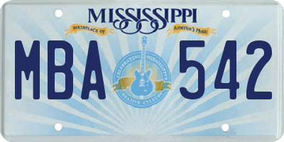 MS license plate MBA542