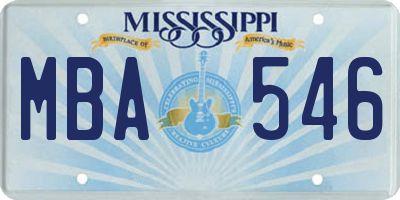 MS license plate MBA546
