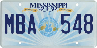 MS license plate MBA548