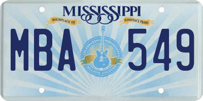 MS license plate MBA549