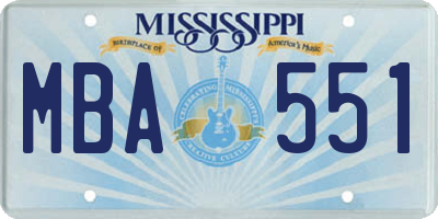 MS license plate MBA551