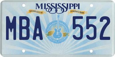MS license plate MBA552
