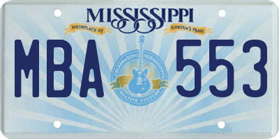 MS license plate MBA553