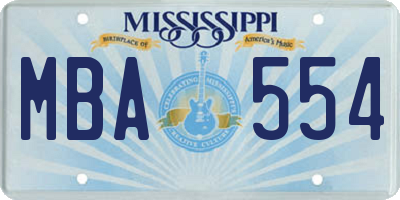 MS license plate MBA554