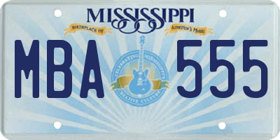 MS license plate MBA555