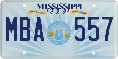 MS license plate MBA557