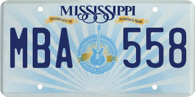 MS license plate MBA558