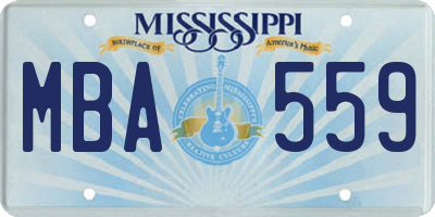 MS license plate MBA559