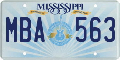 MS license plate MBA563