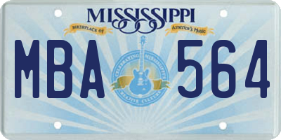 MS license plate MBA564