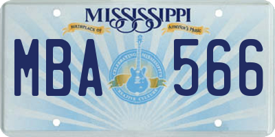 MS license plate MBA566