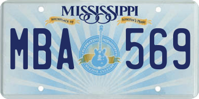 MS license plate MBA569
