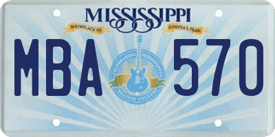 MS license plate MBA570