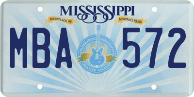MS license plate MBA572