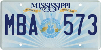 MS license plate MBA573