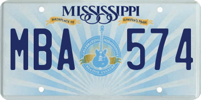 MS license plate MBA574
