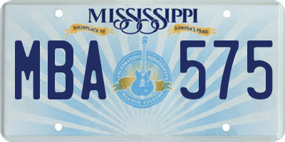 MS license plate MBA575