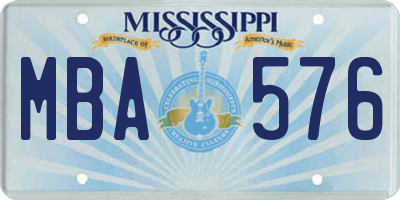MS license plate MBA576