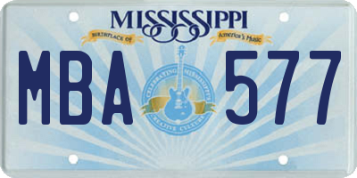 MS license plate MBA577
