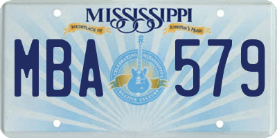 MS license plate MBA579