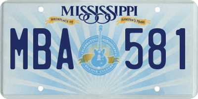 MS license plate MBA581