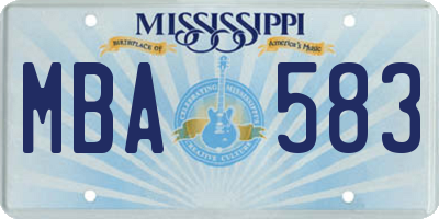 MS license plate MBA583