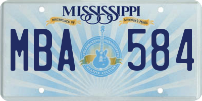 MS license plate MBA584