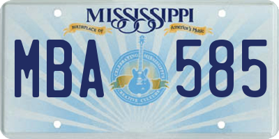 MS license plate MBA585