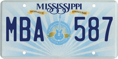 MS license plate MBA587