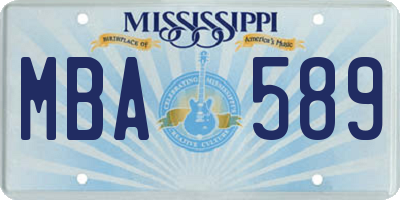 MS license plate MBA589
