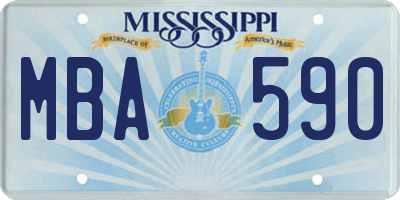 MS license plate MBA590