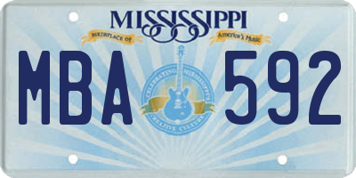 MS license plate MBA592