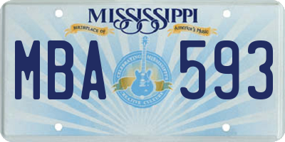 MS license plate MBA593
