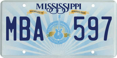 MS license plate MBA597