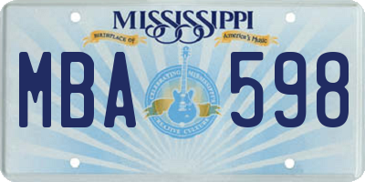 MS license plate MBA598