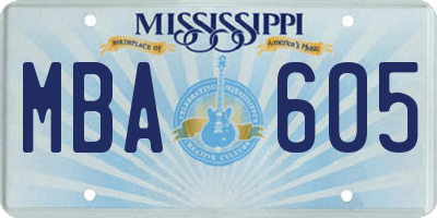 MS license plate MBA605
