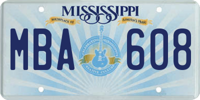 MS license plate MBA608