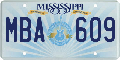 MS license plate MBA609