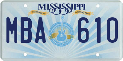MS license plate MBA610