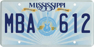 MS license plate MBA612