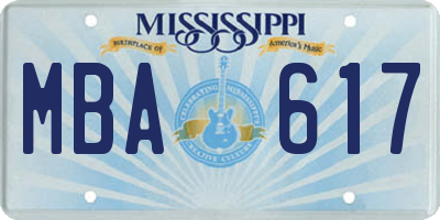 MS license plate MBA617