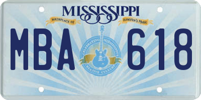 MS license plate MBA618