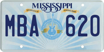 MS license plate MBA620
